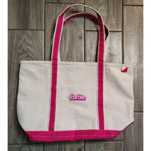 ShoreBags Canvas Tote Bag Barbie Pink Cream Double Shoulder Strap Beach Vacation